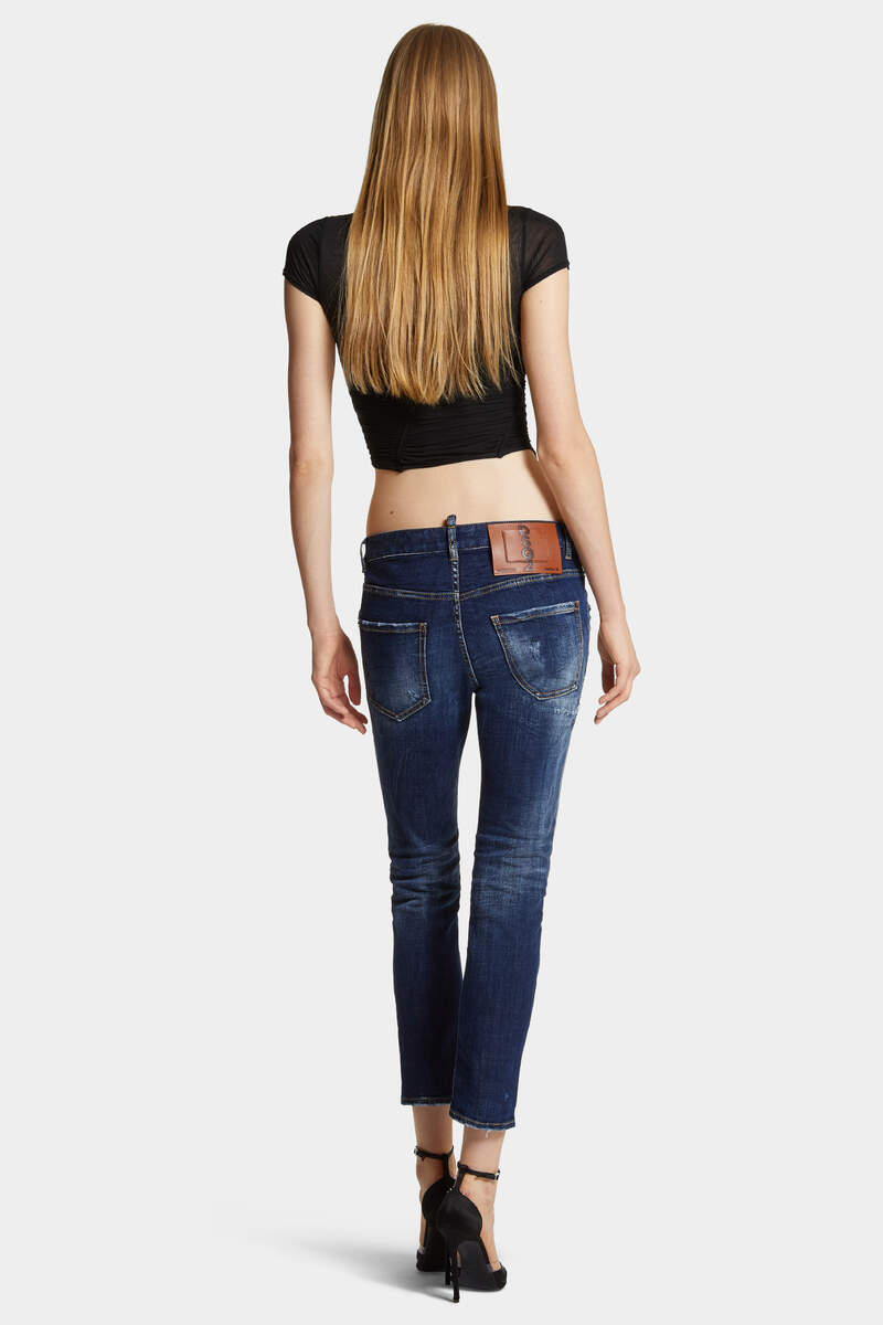 DARK WHITE LINE WASH COOL GIRL JEANS