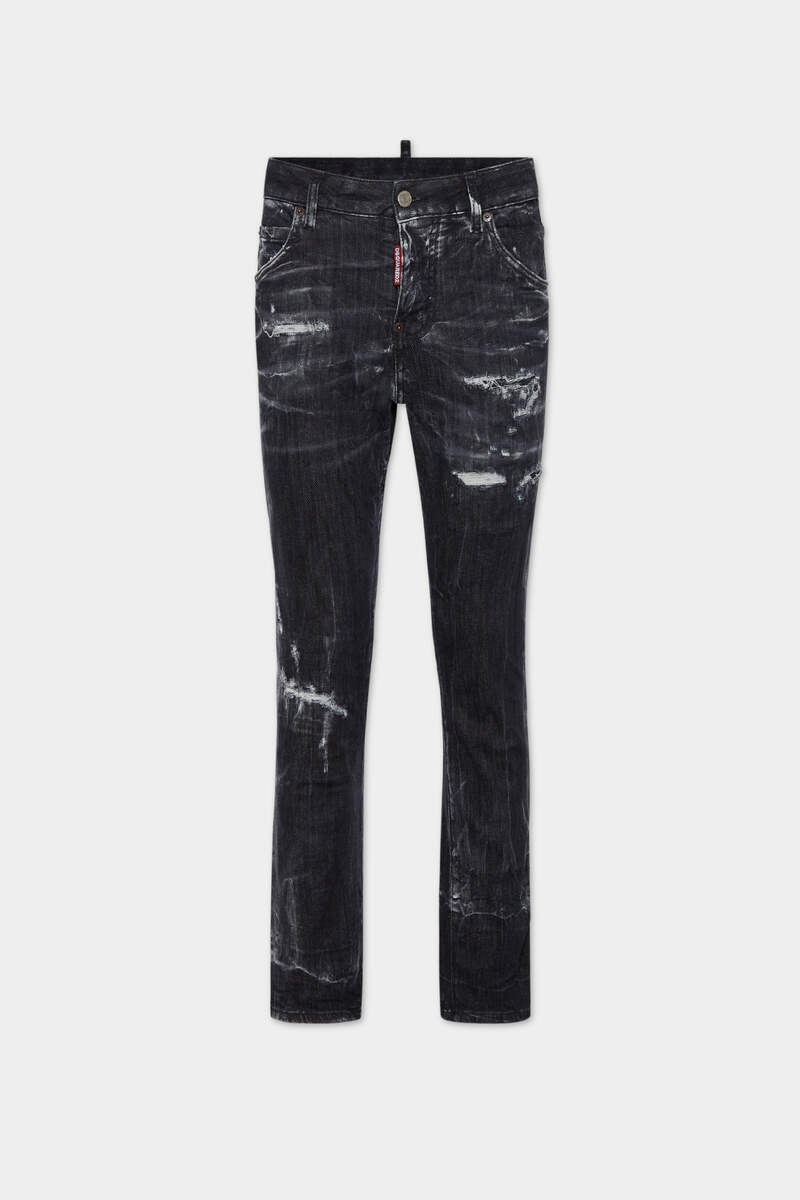 BLACK DESTROYED WASH COOL GIRL JEANS