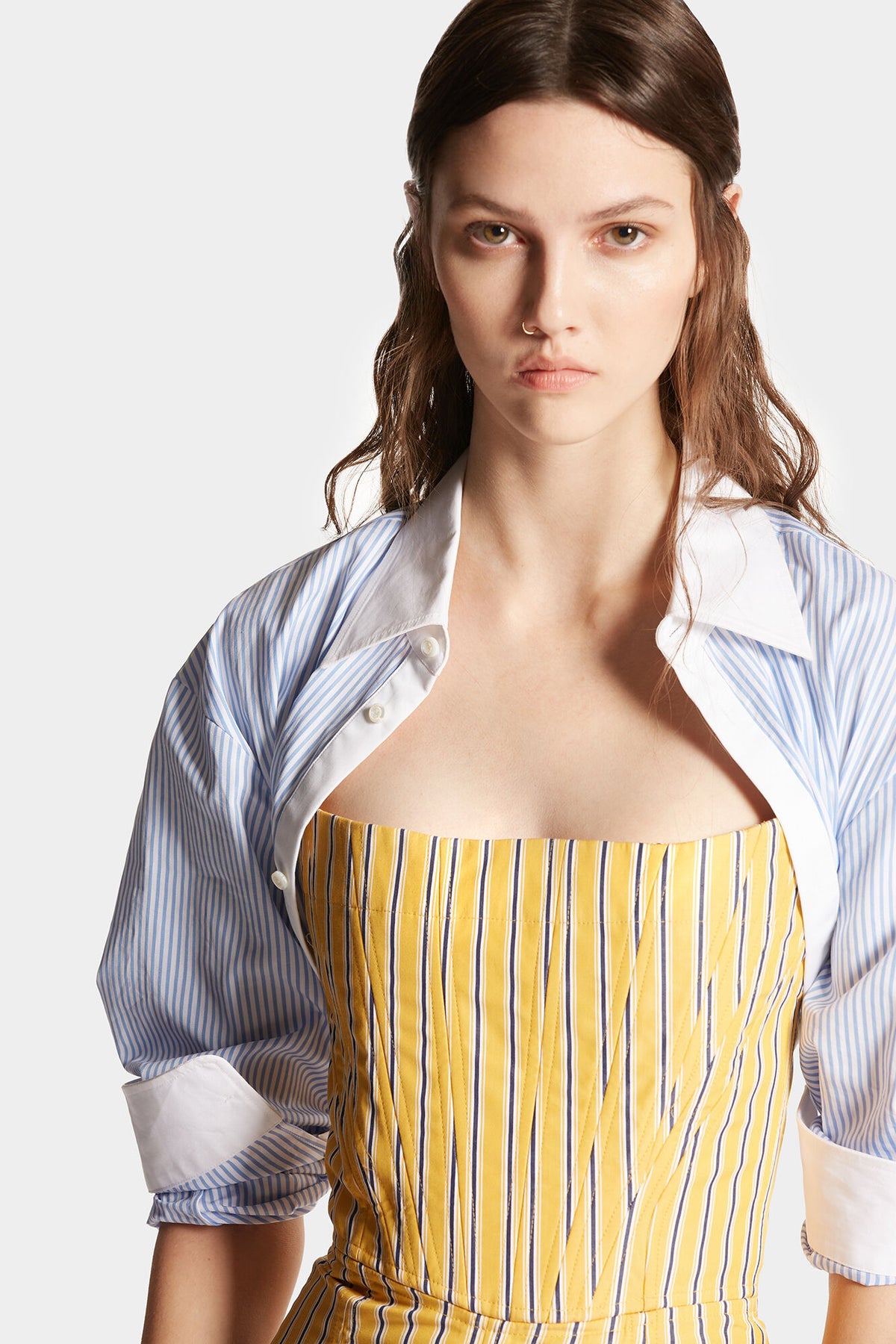 STRIPED SHRUG SHIRT