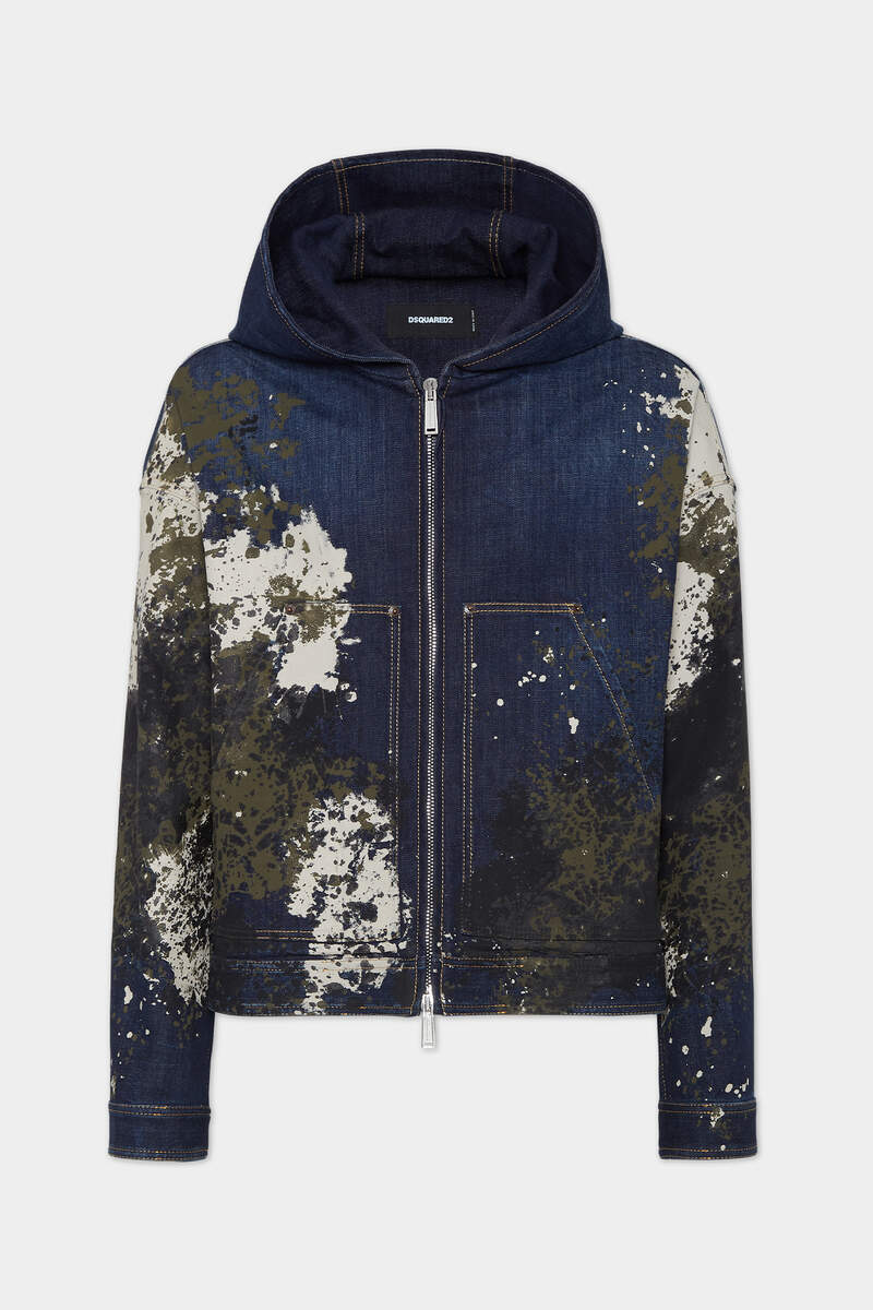 DARK URBAN CAMO WASH WORKWEAR ZIPPED JACKET