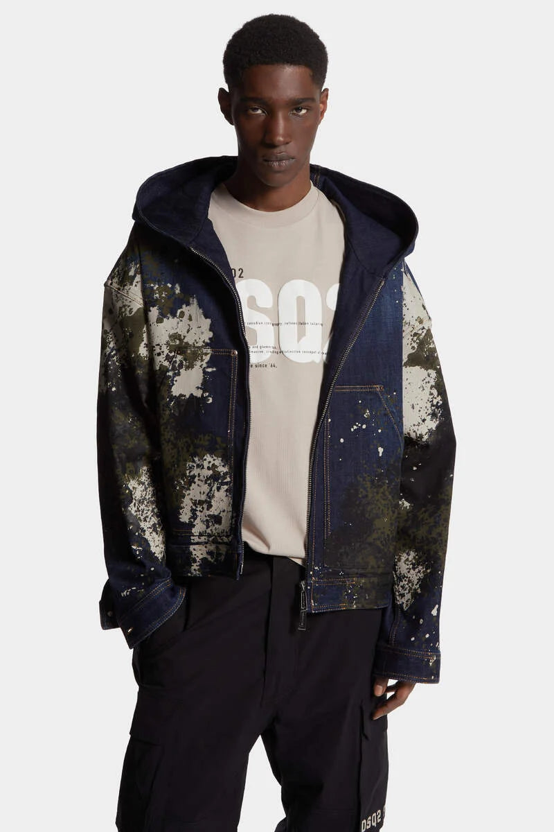 DARK URBAN CAMO WASH WORKWEAR ZIPPED JACKET