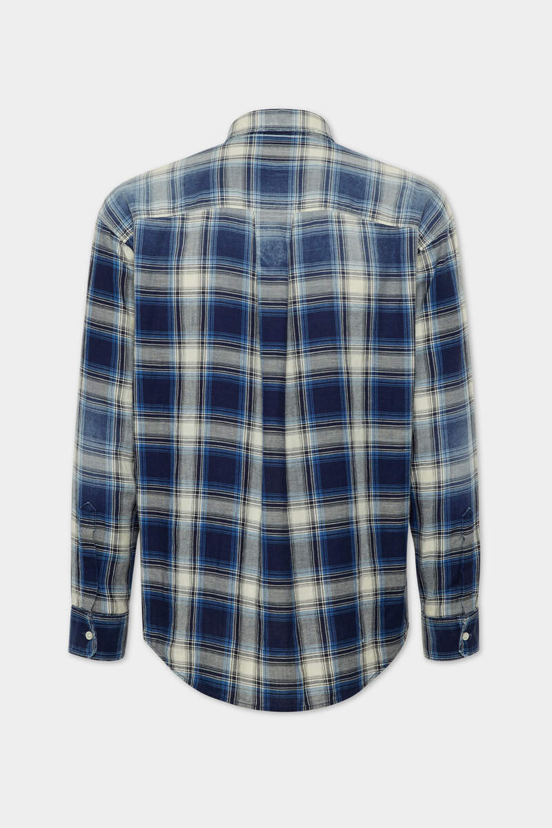 D2 WASHED CHECK INDIGO DROPPED SHOULDER SHIRT