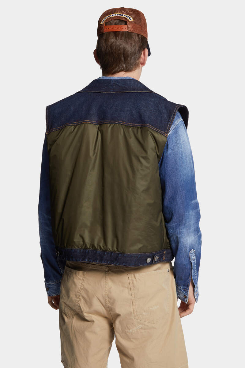 DARK URBAN WASH DENIM PUFFER VEST