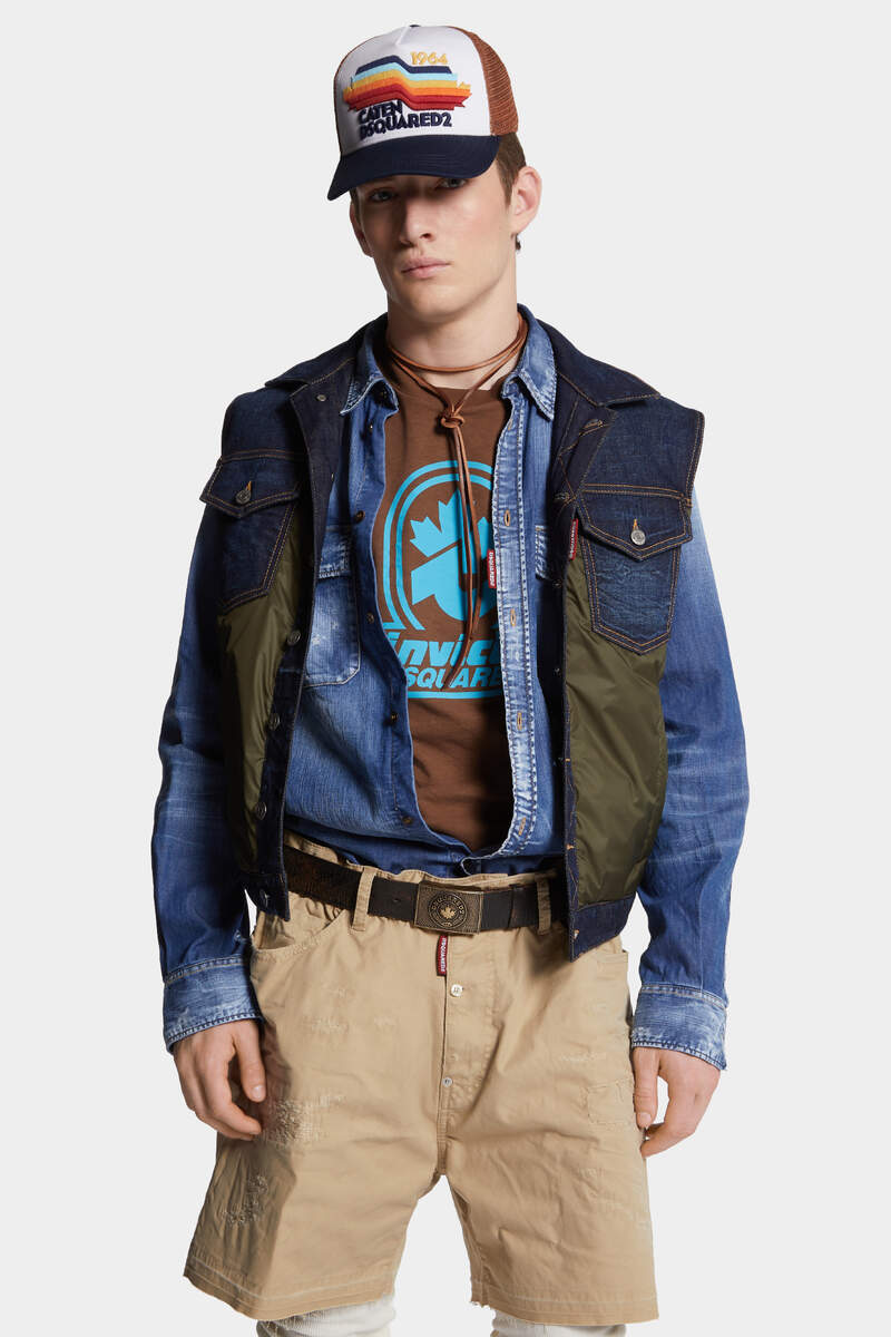 DARK URBAN WASH DENIM PUFFER VEST