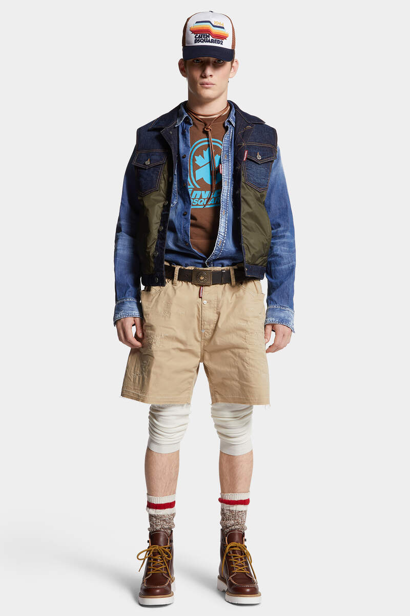 DARK URBAN WASH DENIM PUFFER VEST