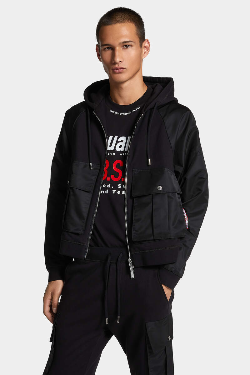 CROPPED RELAX FIT UTILITY HOODIE