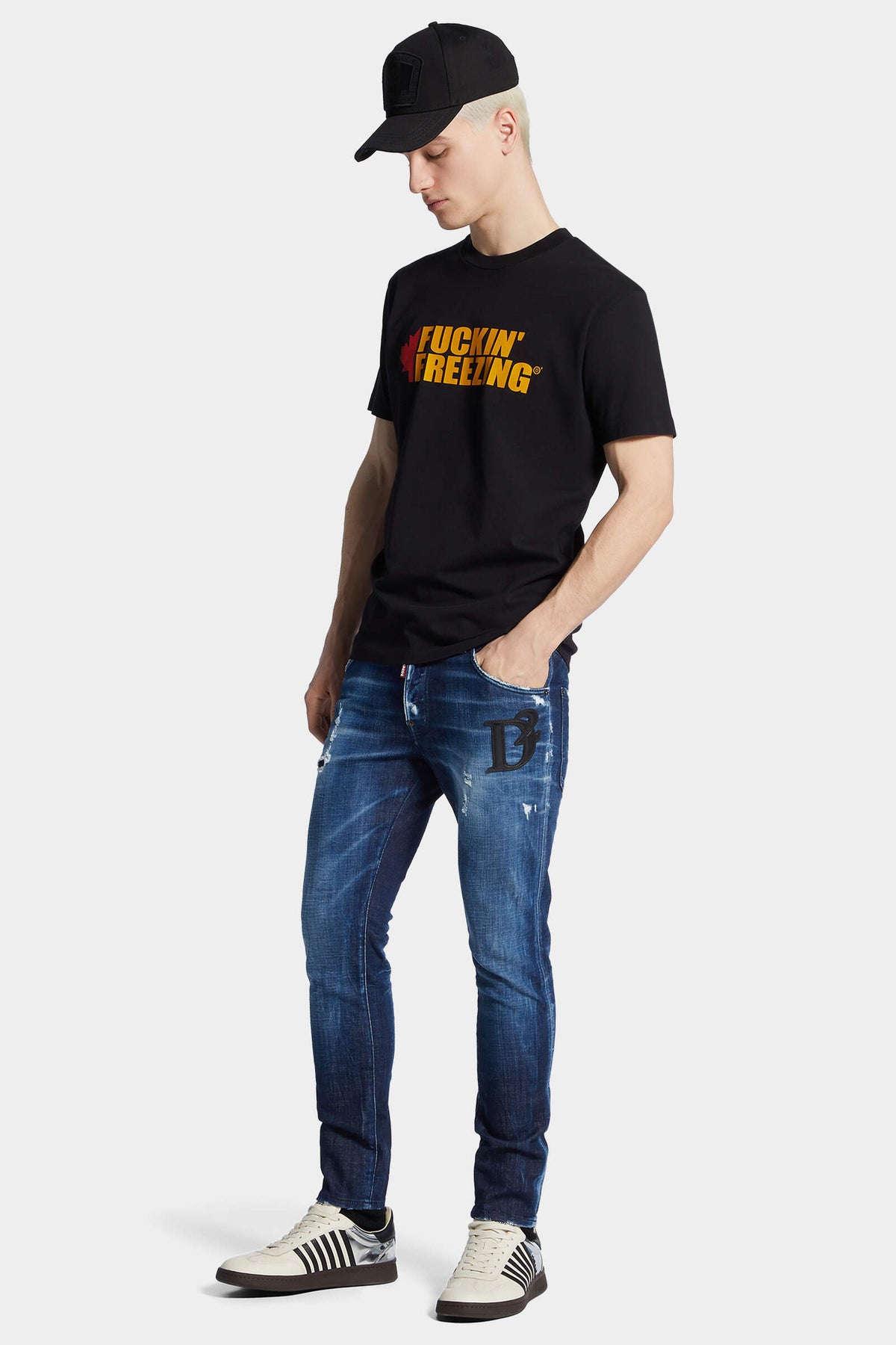 Dark Blue Wash Skater Jeans