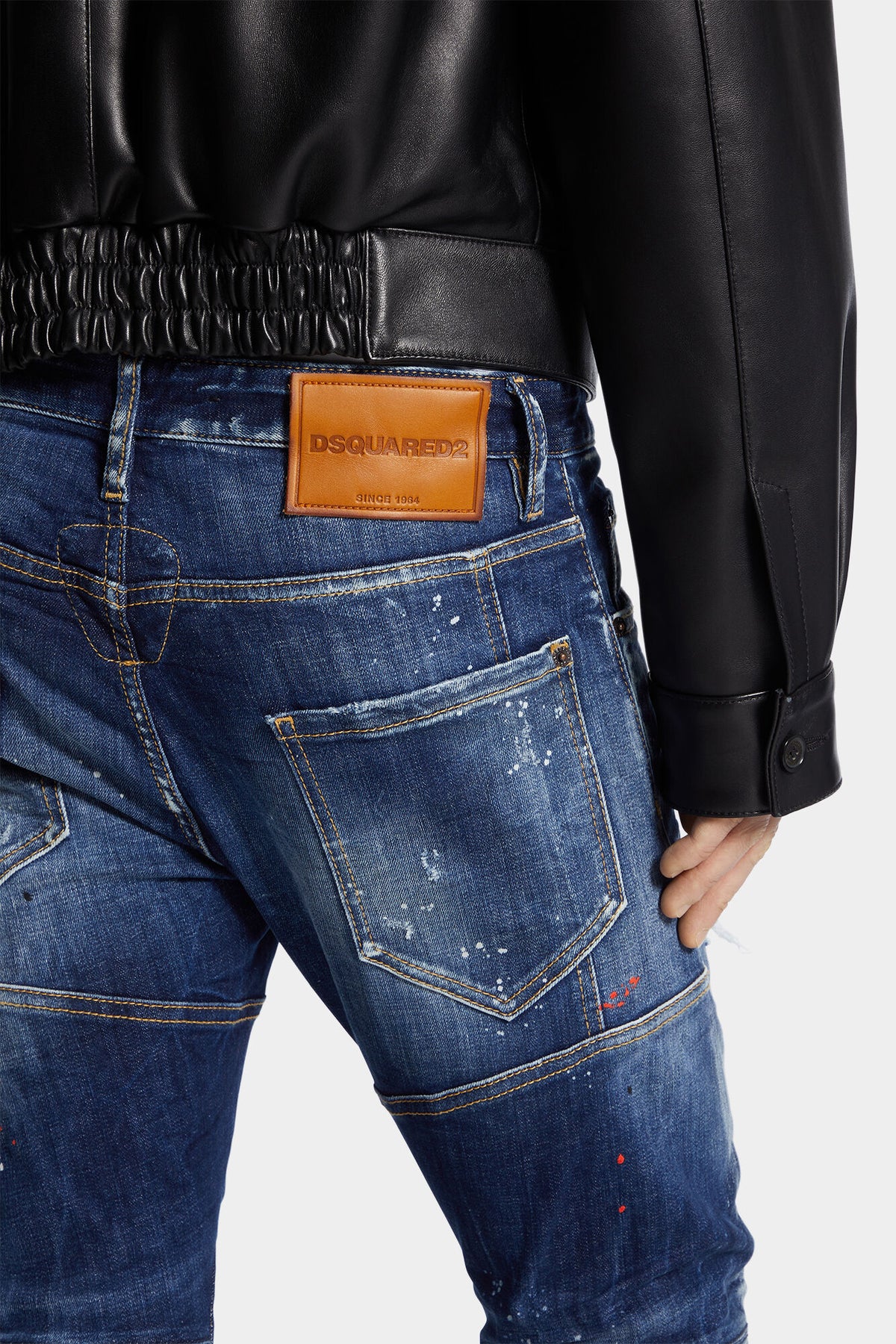 Medium Red Spots Wash Tidy Biker Jeans