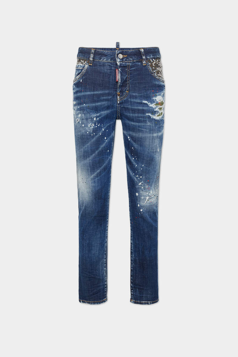 DARK BROKEN KNEE WASH COOL GIRL JEANS