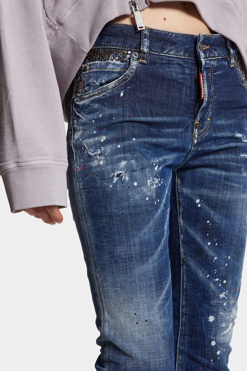 DARK BROKEN KNEE WASH COOL GIRL JEANS