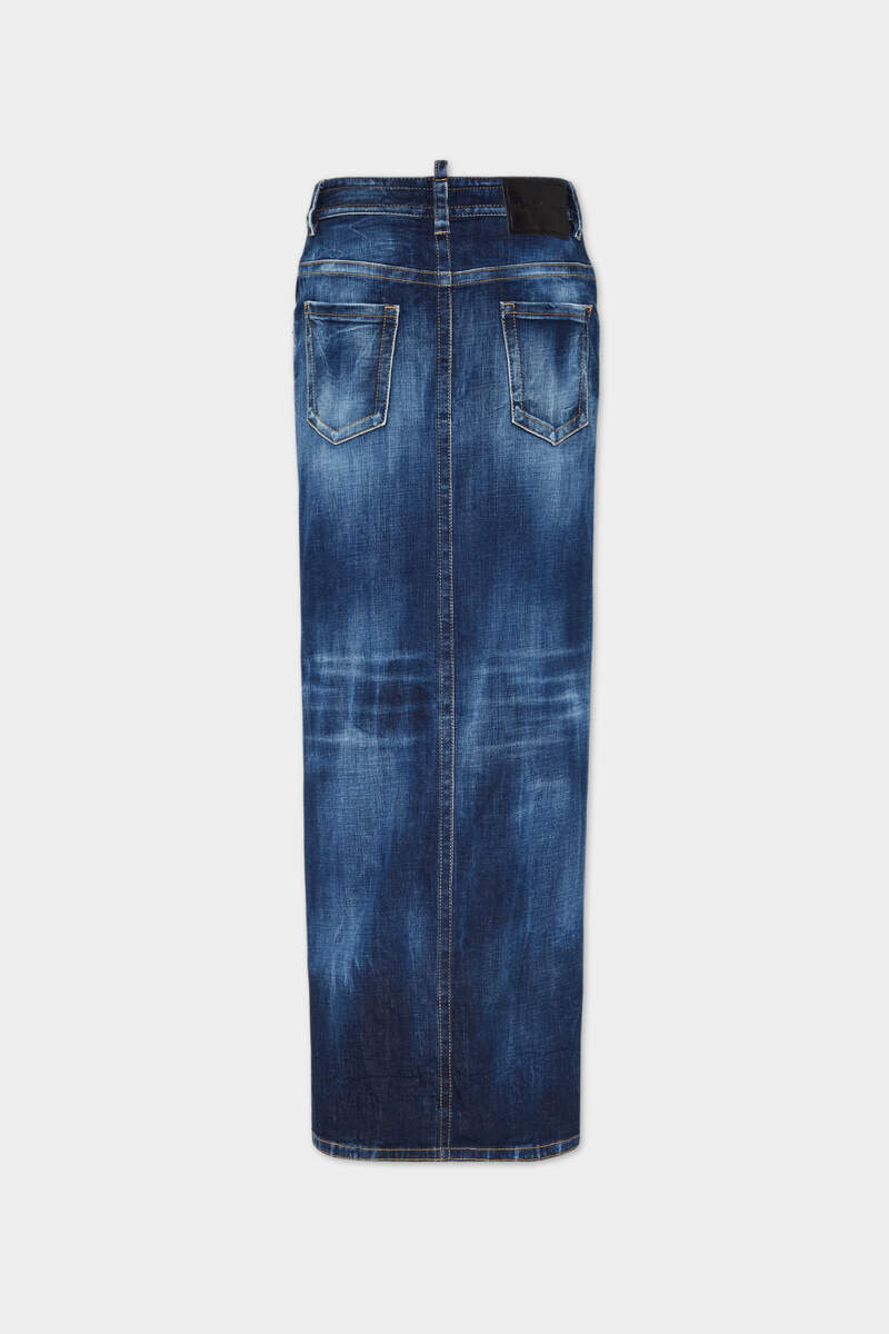 MEDIUM WASH FRONT SPLIT JEAN SKIRT