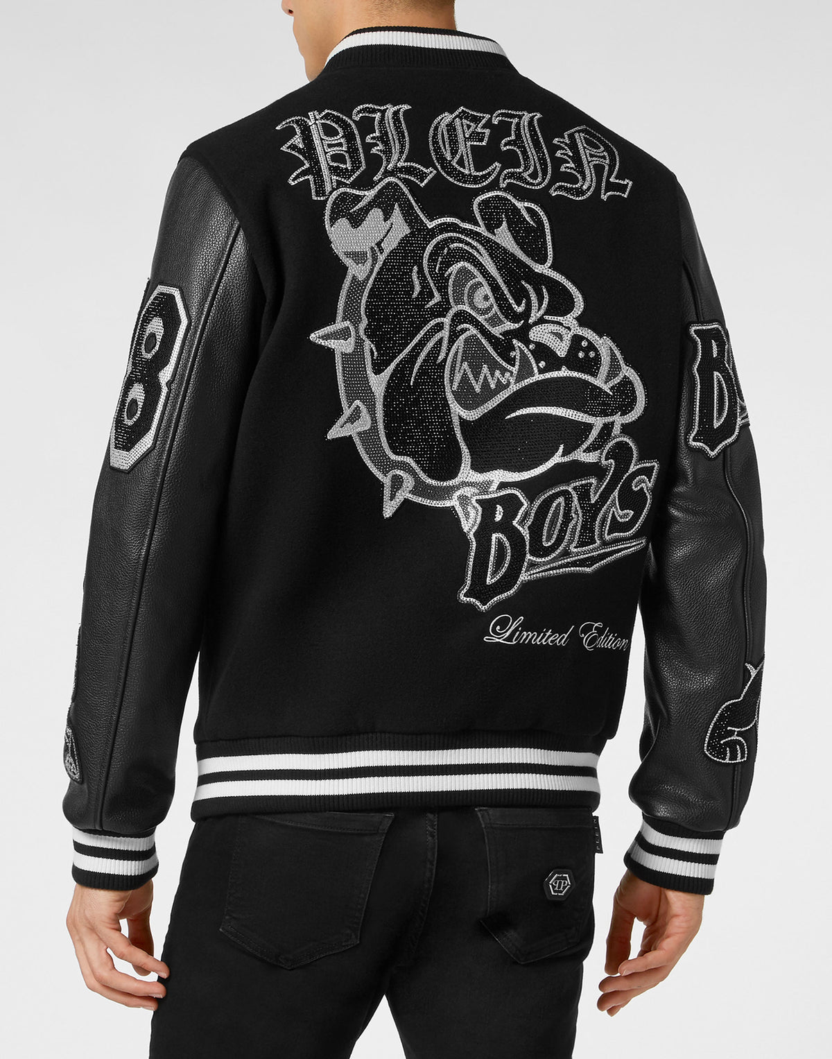 Woolen Cloth College Bomber With Leather Arms Bulldogs