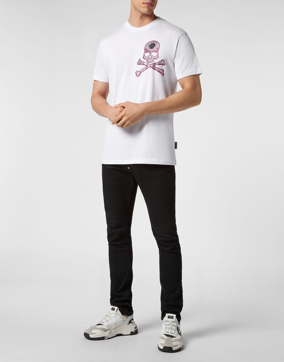 T-shirt Round Neck SS with Crystals Skull&Bones