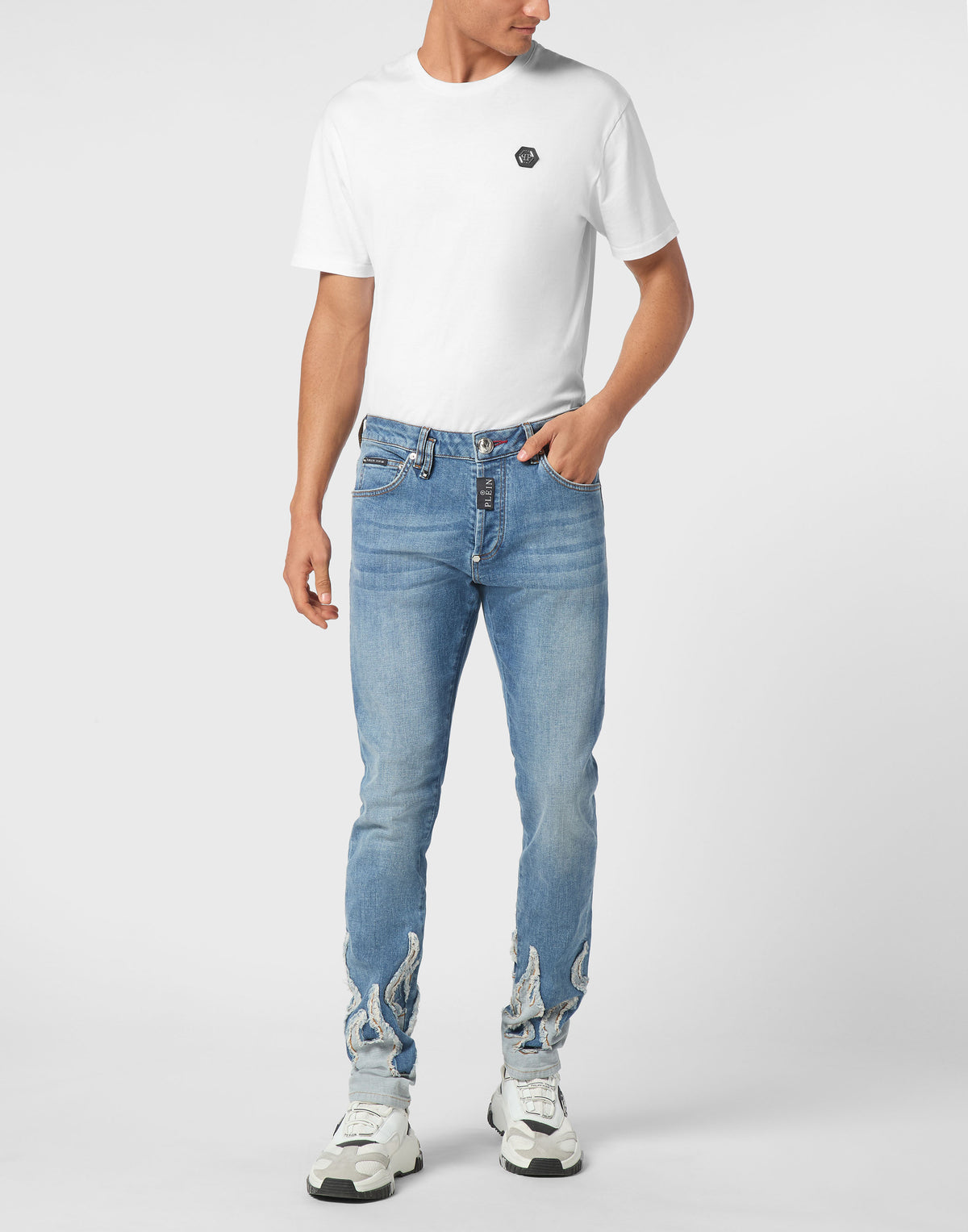 Denim Super Straight Cut Fit Trousers Flame-YC Group|Luxury Fashion