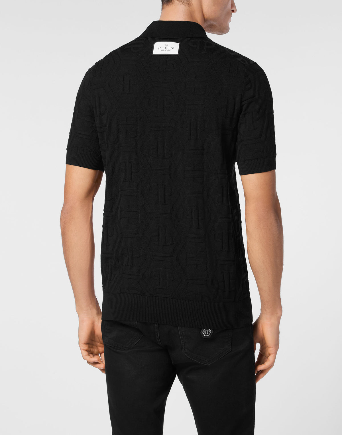 Jacquard Silk Wool Pullover Polo-Neck SS Monogram