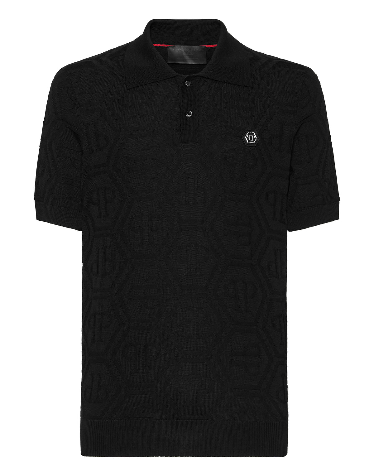 Jacquard Silk Wool Pullover Polo-Neck SS Monogram