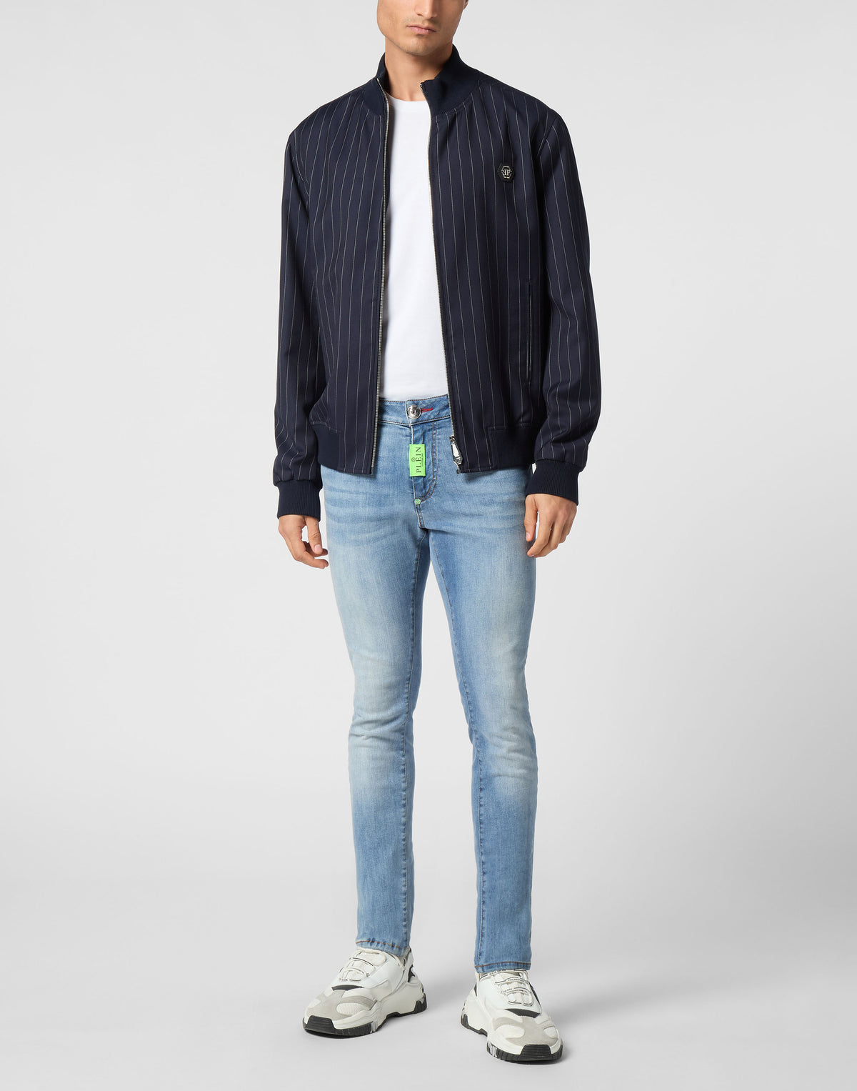 Wool Pinstripe Bomber LS