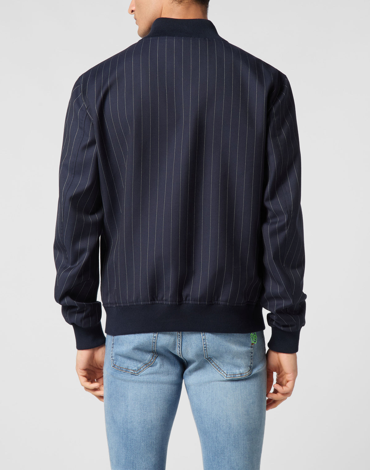 Wool Pinstripe Bomber LS