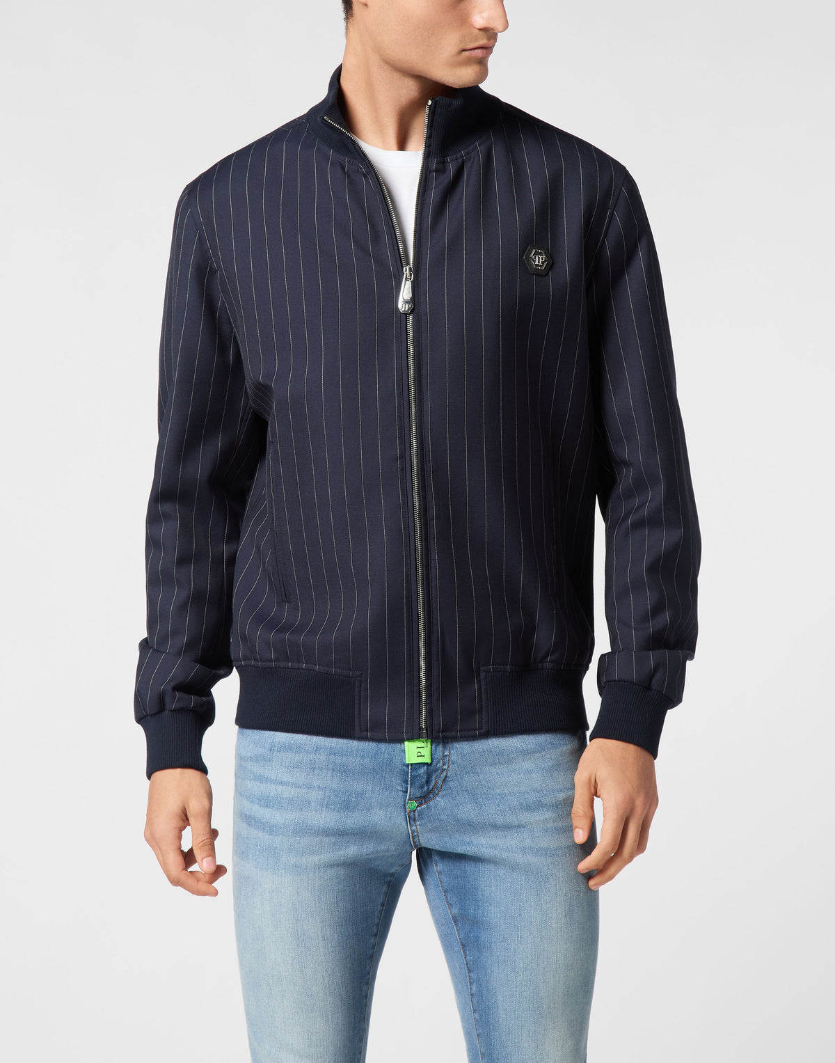 Wool Pinstripe Bomber LS