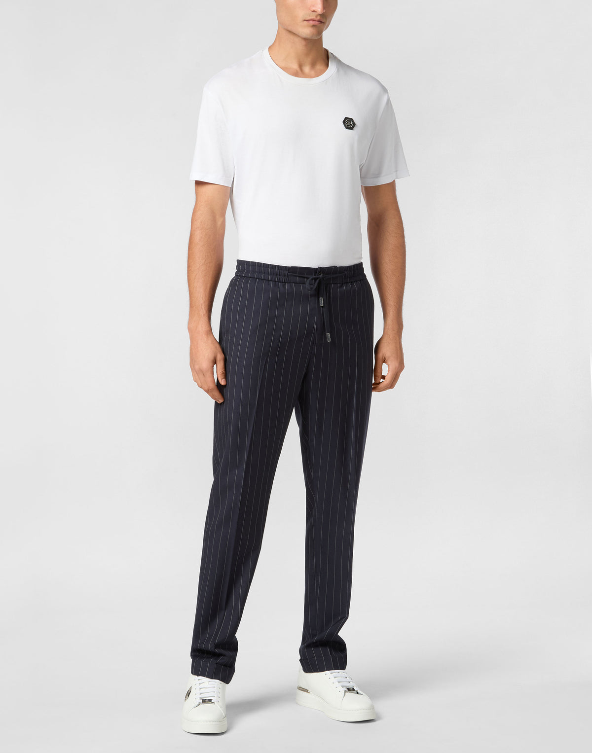 Wool Pinstripe Jogging Trousers