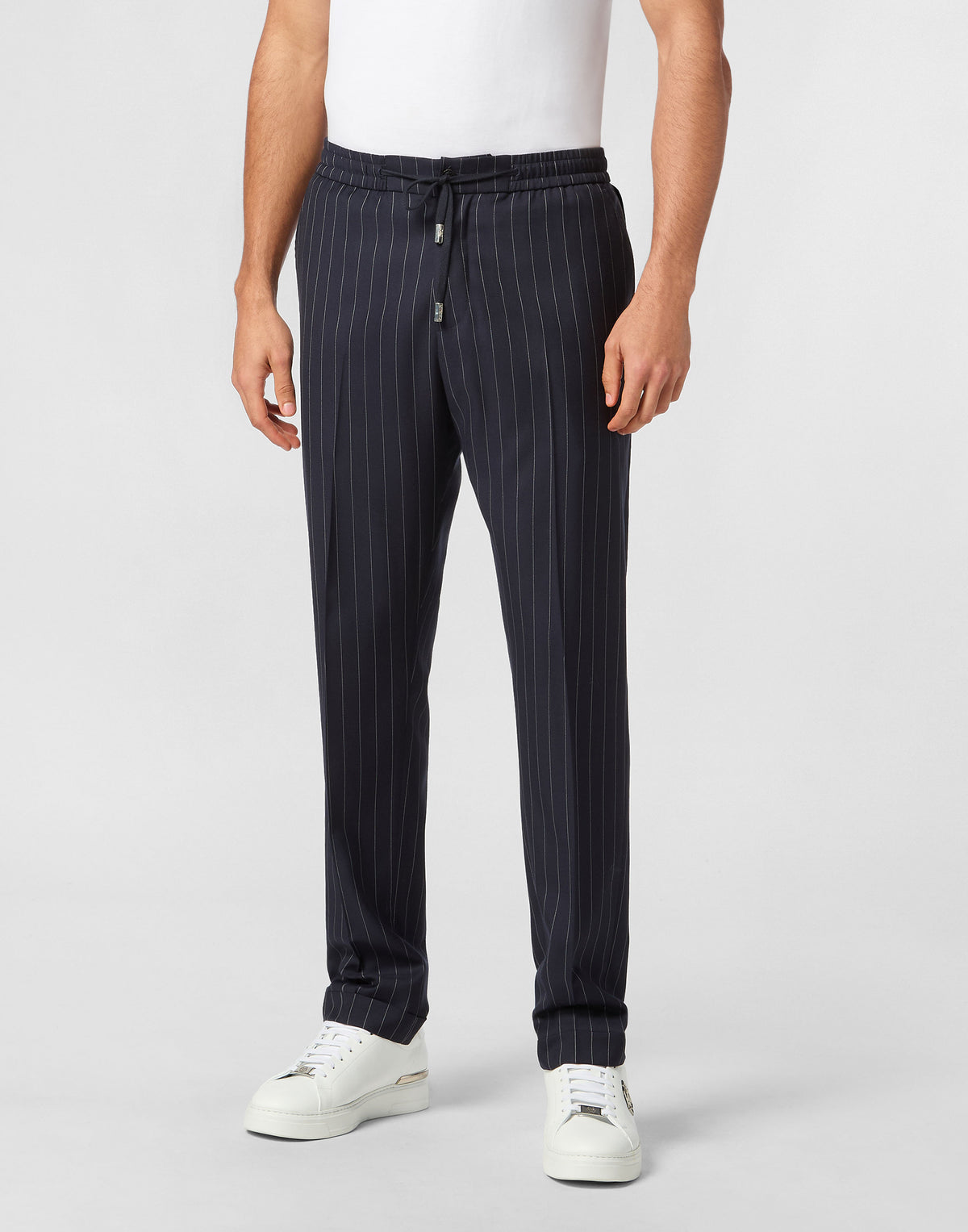 Wool Pinstripe Jogging Trousers