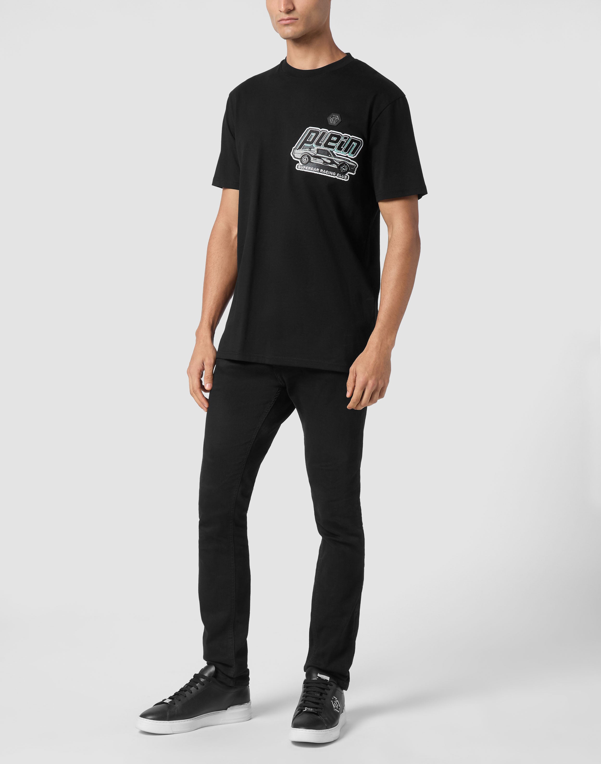 PHILIPP PLEIN T恤Jersey T-shirt Round Neck SS Cars Racing