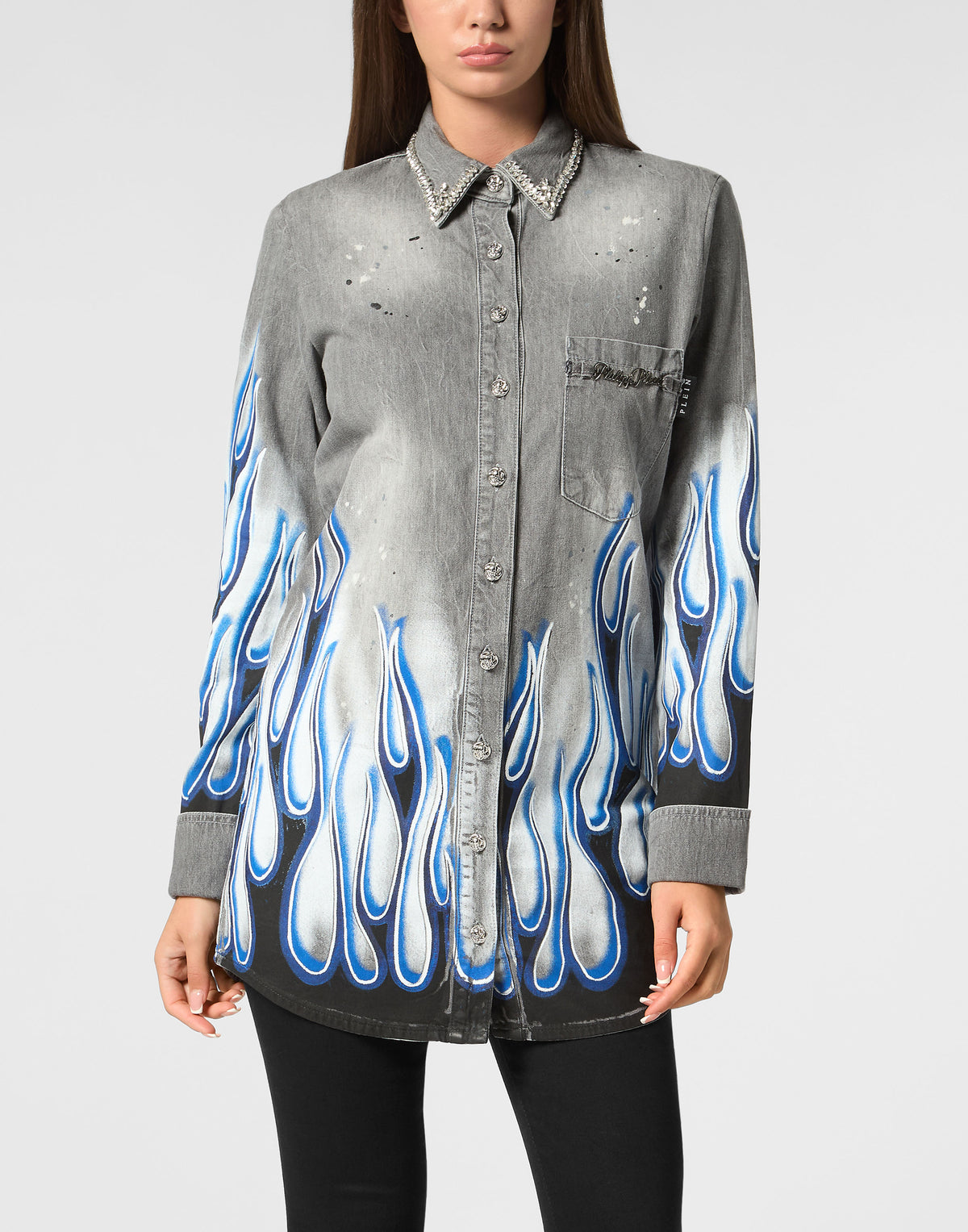 Denim Shirt LS Flame Racing-YC Group|Luxury Fashion