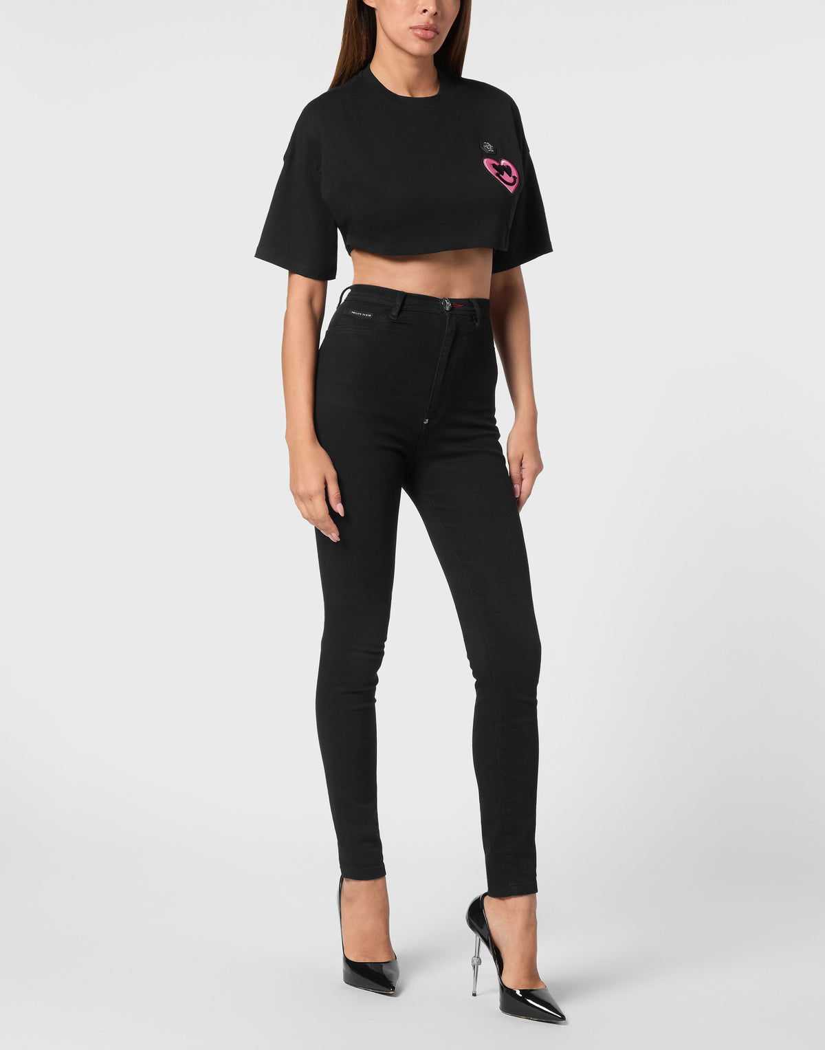 Jersey Cropped T-shirt Round Neck SS Patches