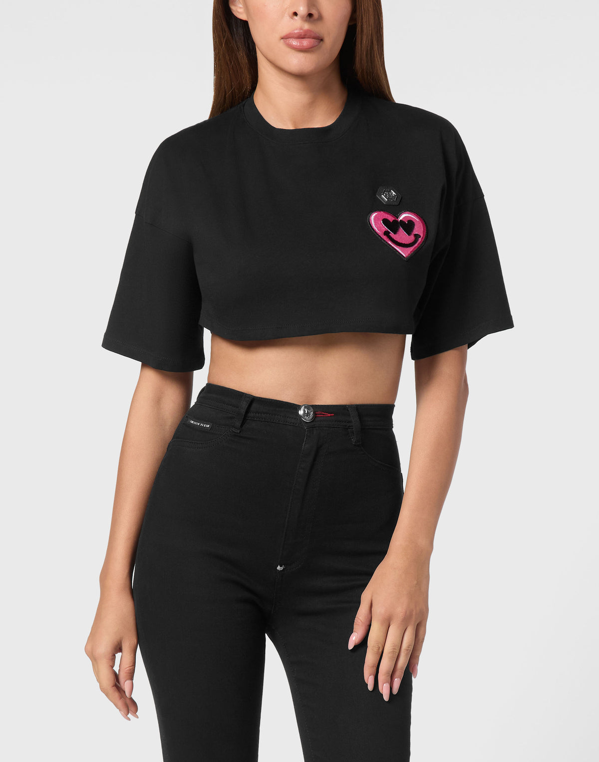 Jersey Cropped T-shirt Round Neck SS Patches