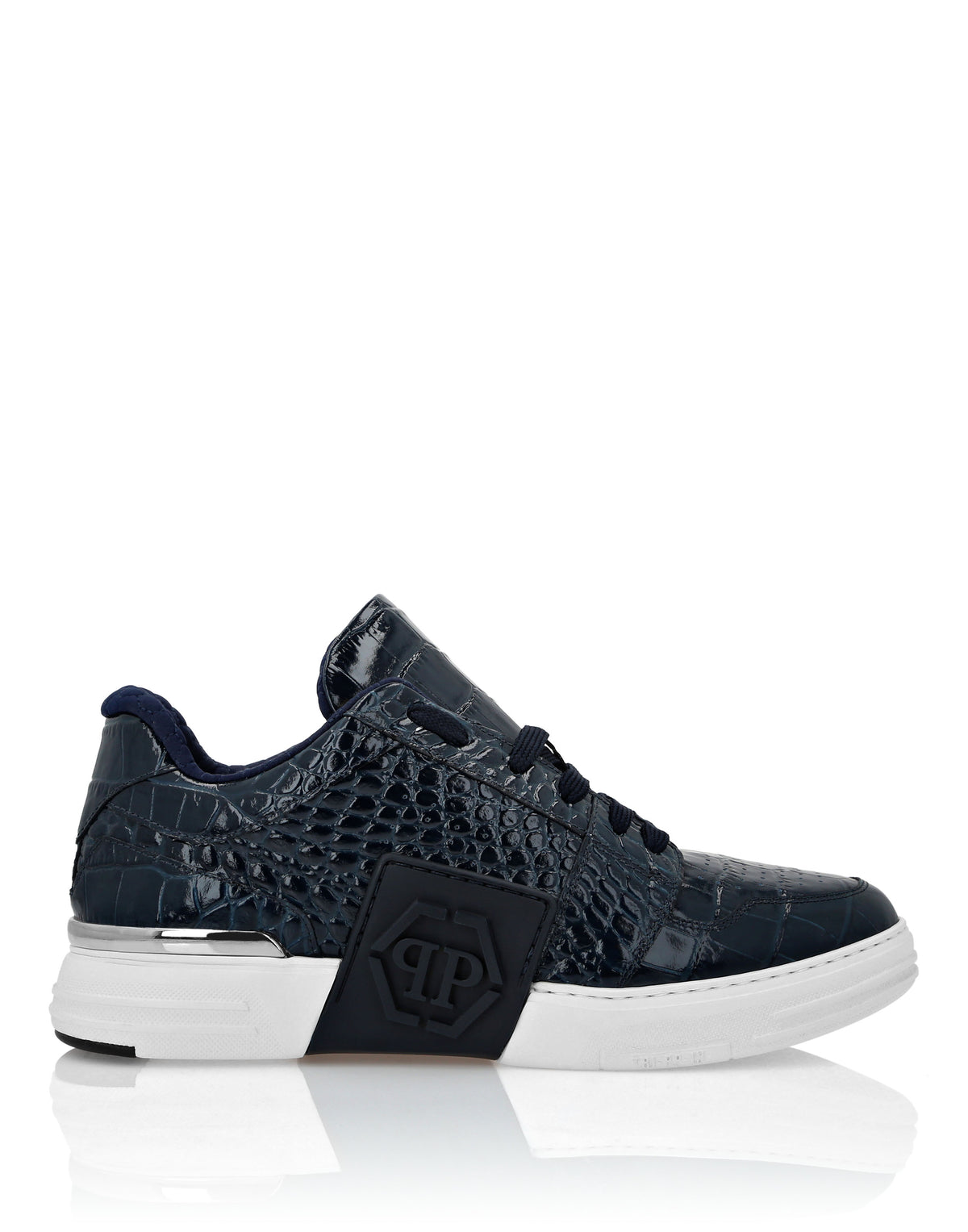 Croco Printed Leather Lo-Top Sneakers Hexagon