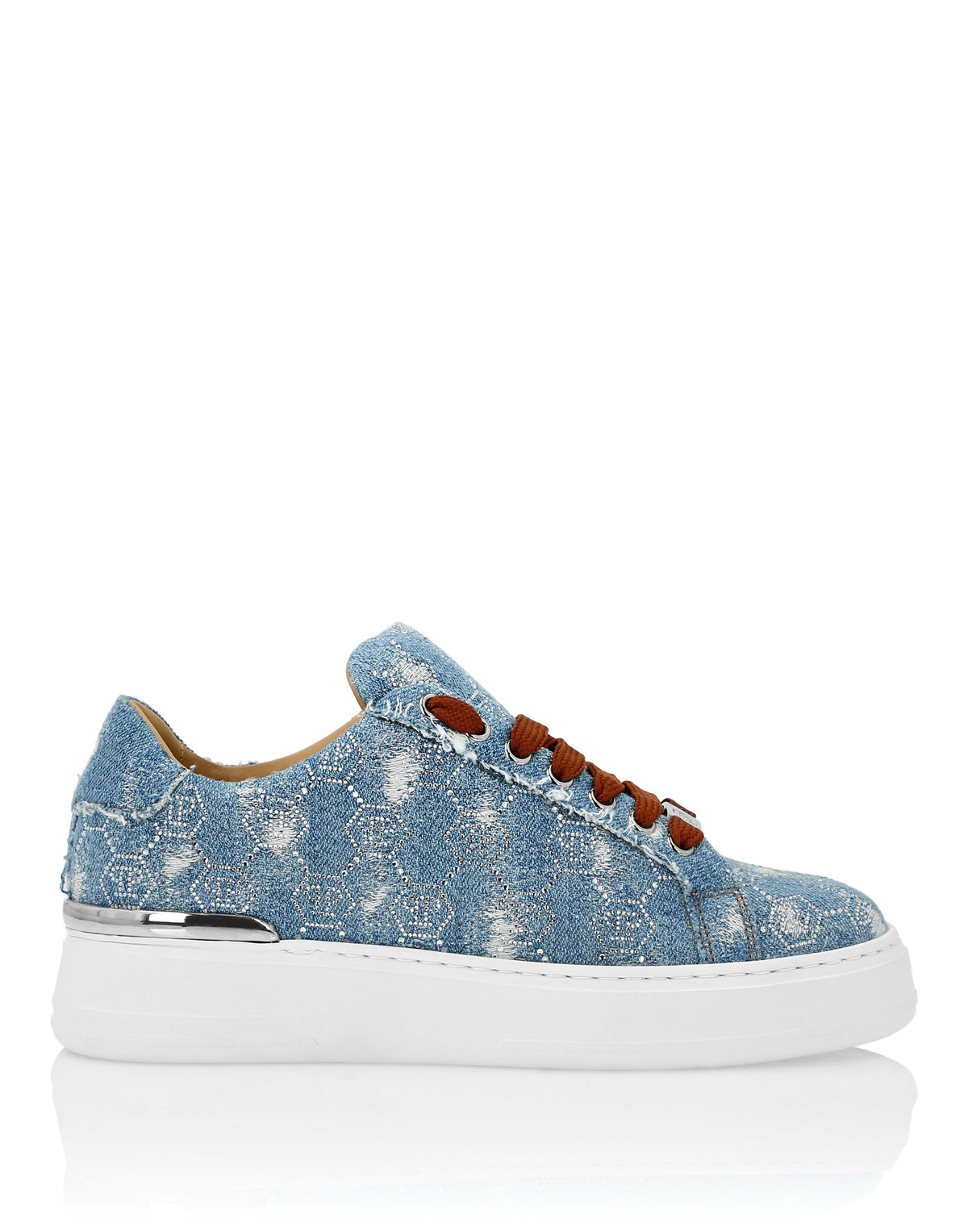 Denim Lo Top Sneakers Monogram Strass